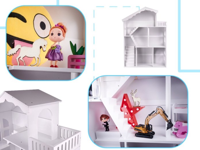 Regał dziecięcy na zabawki, książki + domek dla lalek pluszaków 2w1 LULILO